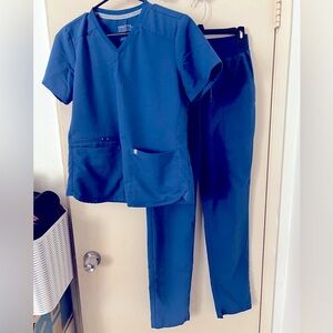 Fabletics scrub set: Royal Blue Mode top (small) & Ion pants (small tall).
